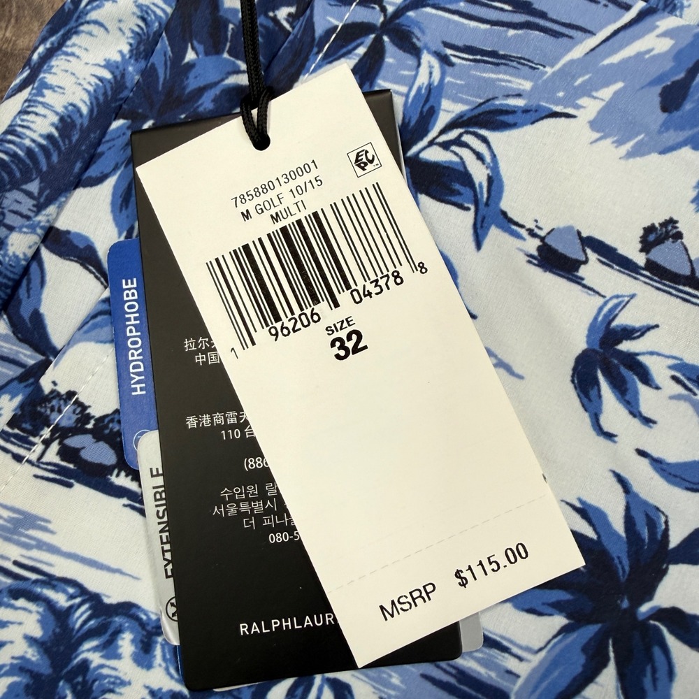 RLX Ralph Lauren Mens Golf Shorts Size 32 Tailored Blue White Elephant Print New - Picture 4 of 8